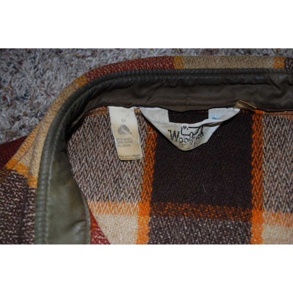 VTG Woolrich Flannel Shirt Men's 56 Plaid Wool Blend Heavy Thick USA 60s 70s - Picture 4 of 5